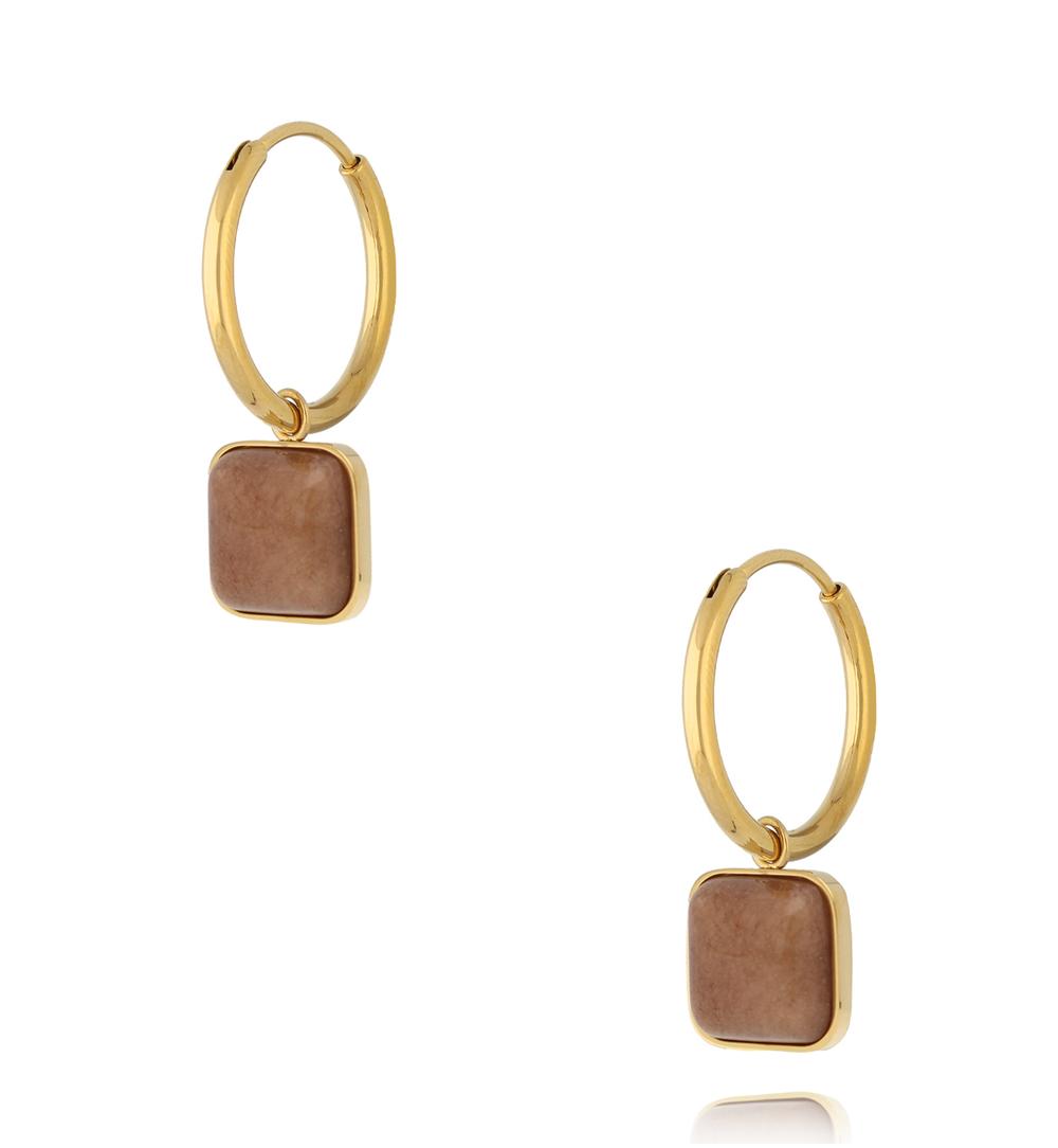Kolczyk koła z kwadracikami Mocha Mousse KSA2348