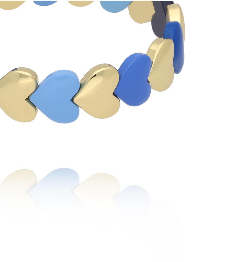 Bransoletka z sercami w odcieniach błękitu i złota BCR0053