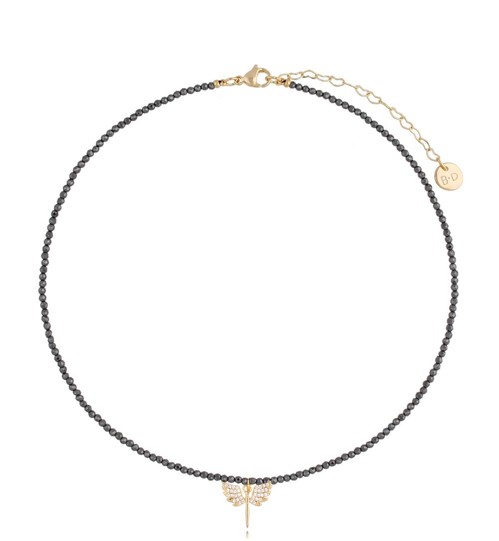 Naszyjnik z hematytami i skrzydełkami Lifestyle NTW0710