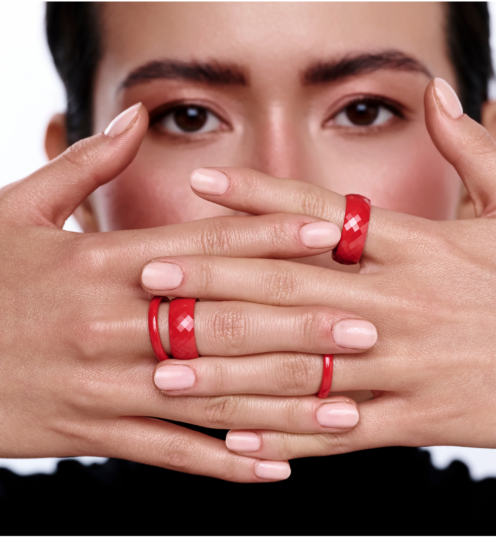 Obrączka z ceramiki czerwona cienka Feminine PFE0063