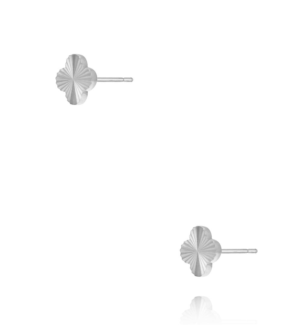 Kolczyki wkrętki w kształcie koniczynki srebrne KSY0700