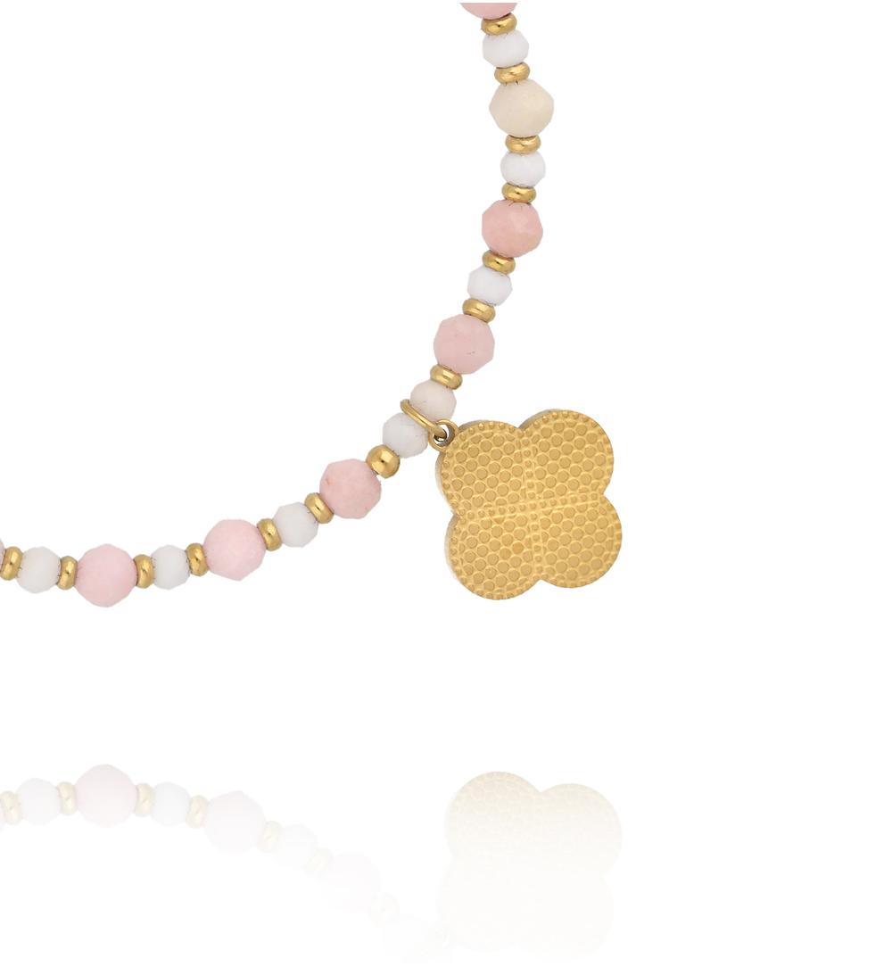 Bransoletka różowa z koniczynką BTW3672