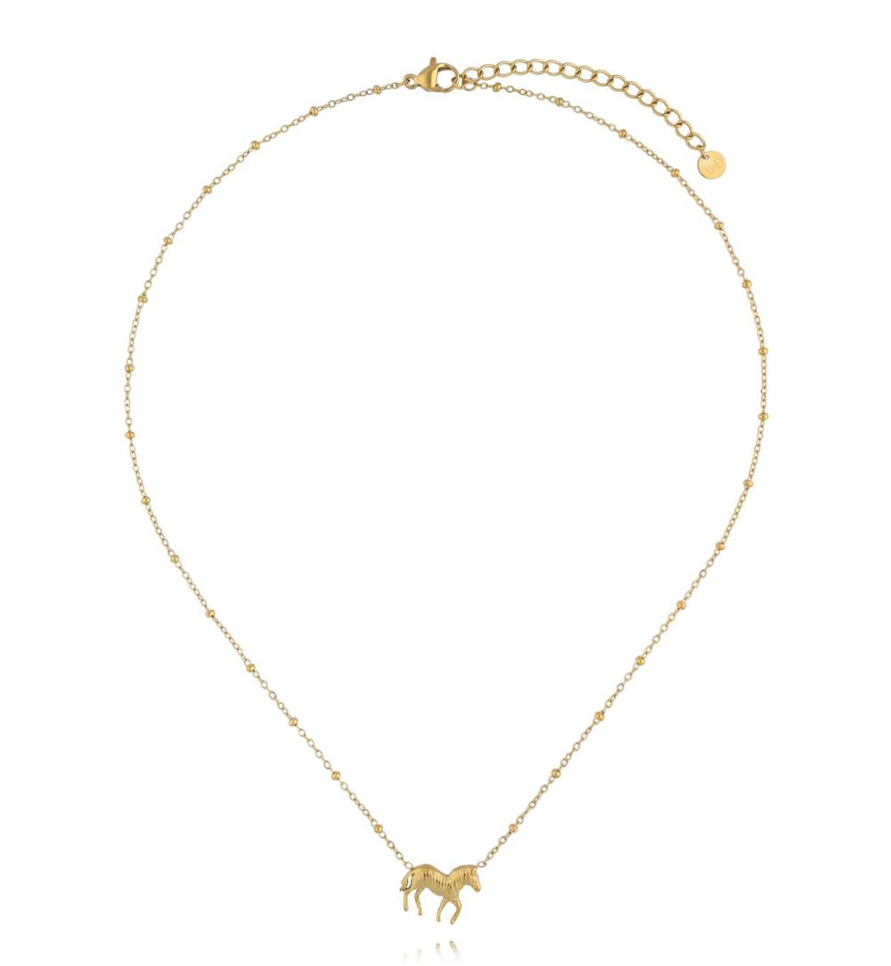 Naszyjnik ze złotą zawieszką konika NEA0037