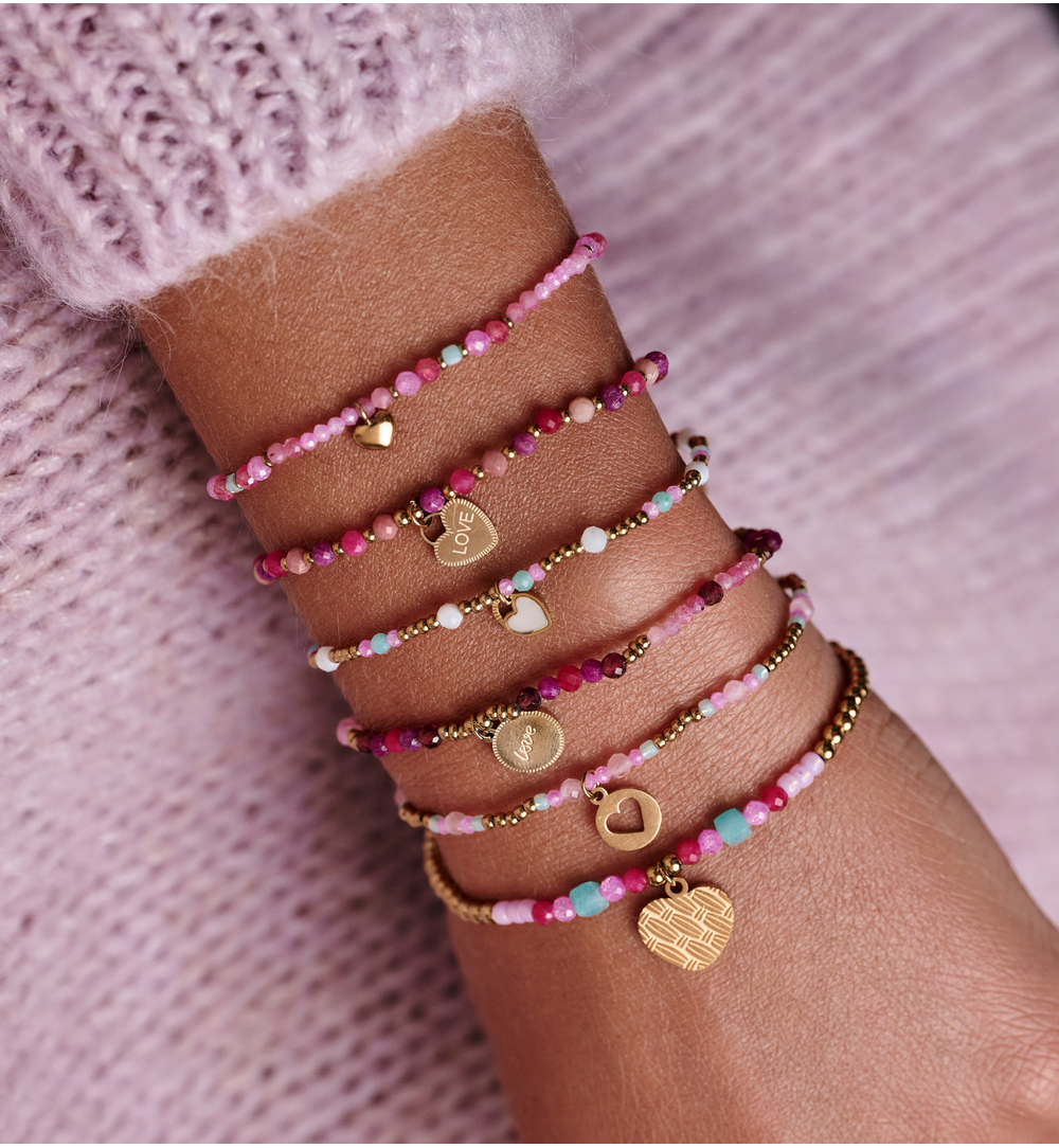 Bransoletka różowa z sercem BTW3357