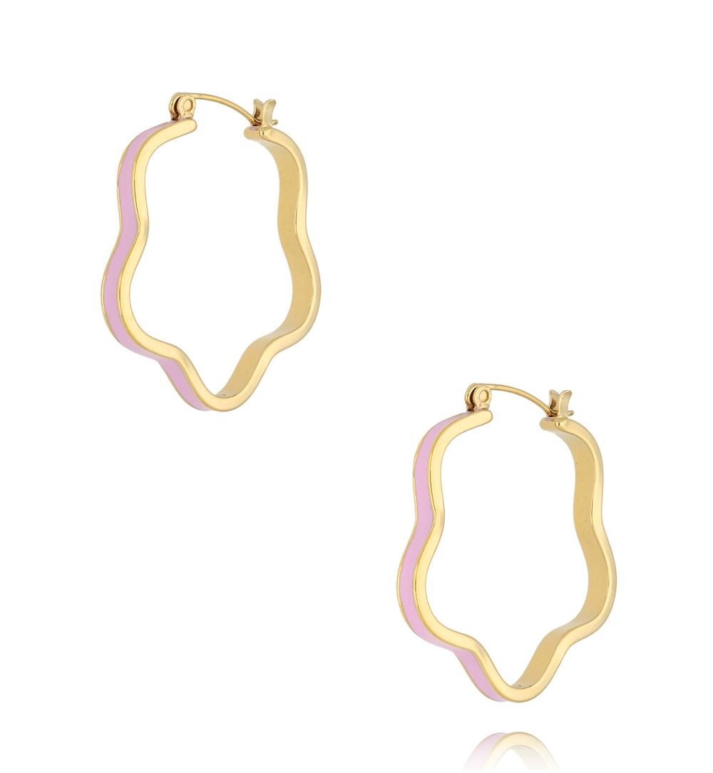Kolczyki liliowe emaliowane Wavy Hoop KSA1963