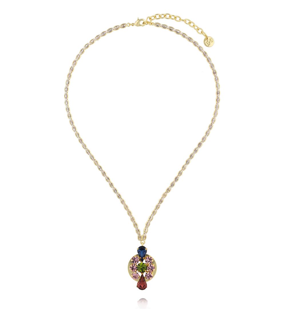 Naszyjnik z kolorową zawieszką z kryształkami NS0400
