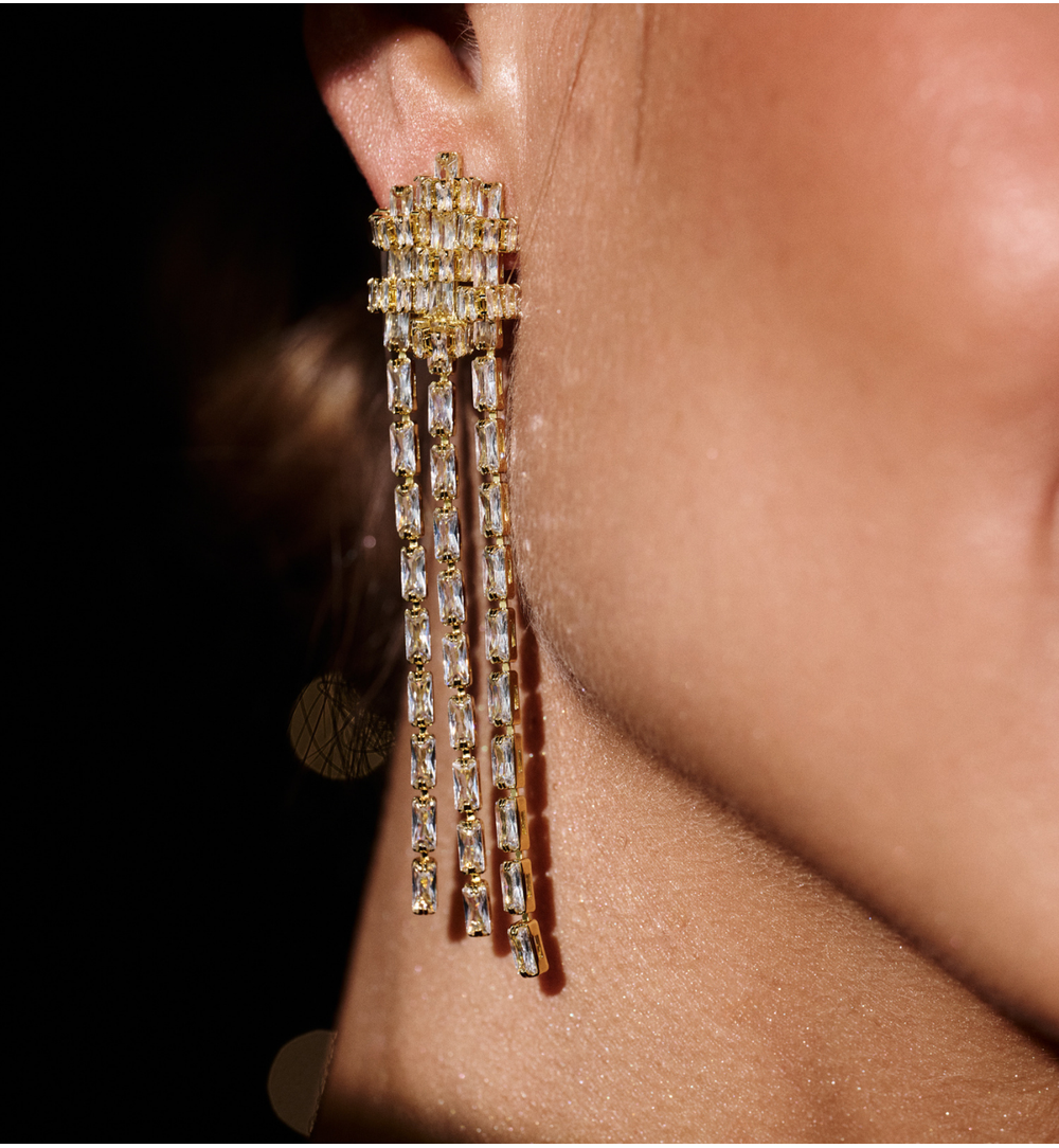 Kolczyki długie z cyrkoniami w stylu glamour KSS2110