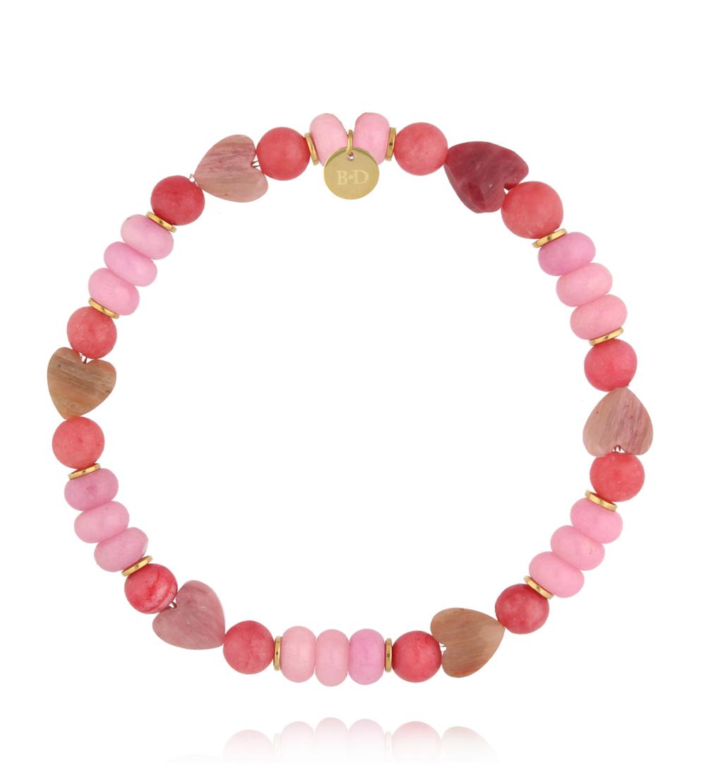 Zestaw bransoletek z naturalnych kamieni w odcieniach różu ZN0151
