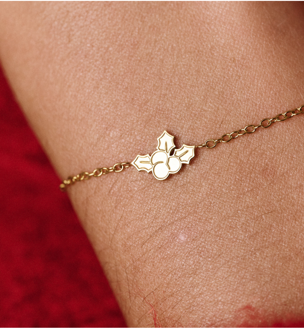 Bransoletka ze świątecznymi listkami złota BSA0837