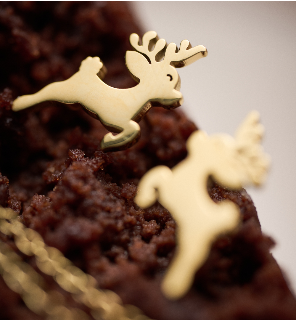 Zestaw świątecznej biżuterii ze złotymi reniferami ZN0061