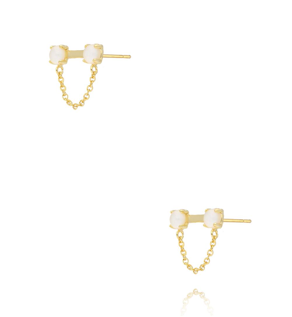 Kolczyki wkrętki z cyrkoniami i łańcuszkiem KSS2261