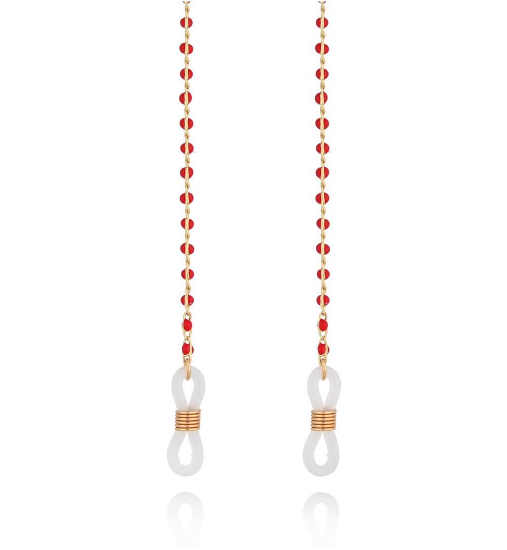 Łańcuszek do okularów z kuleczkami czerwony Tiki NPA1130