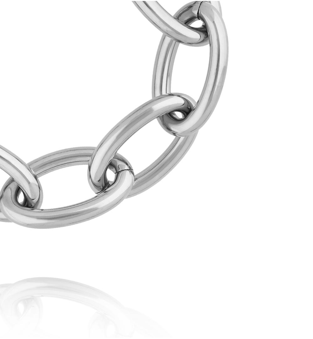 Bransoletka z masywnych ogniw w srebrnym kolorze BEA0058