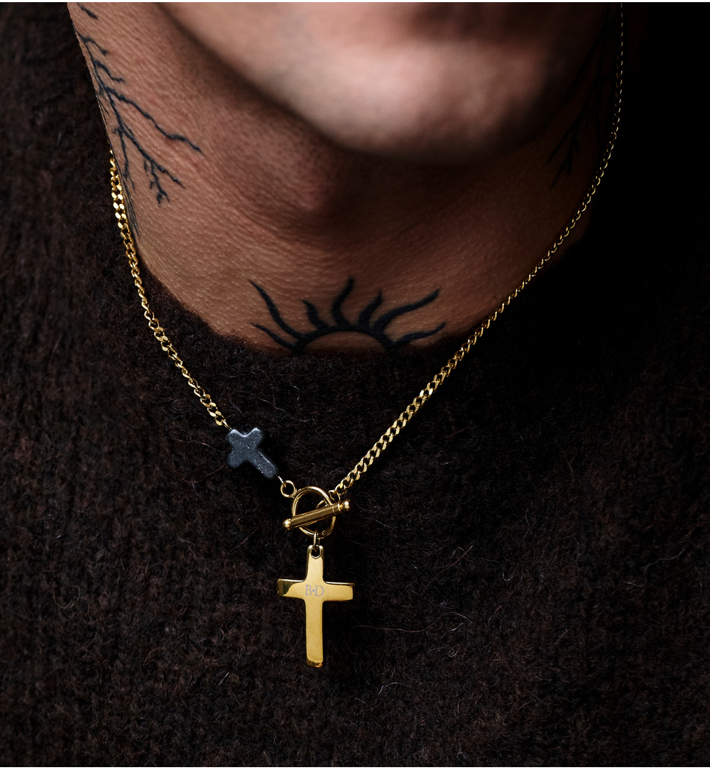 Naszyjnik męski z krzyżem złoty Eryx NMITC0083