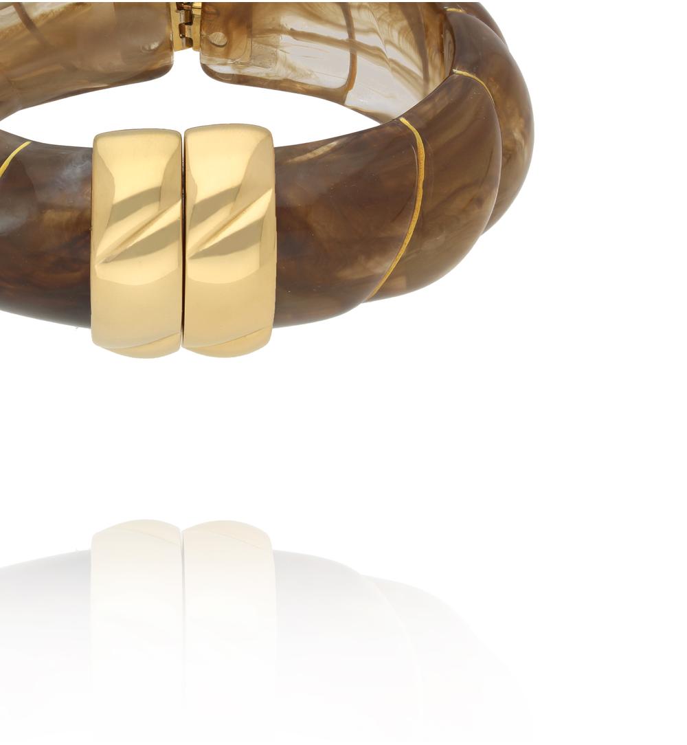 Bransoletka w odcieniu głębokiego brązu ze złotym zapięciem BEU0007