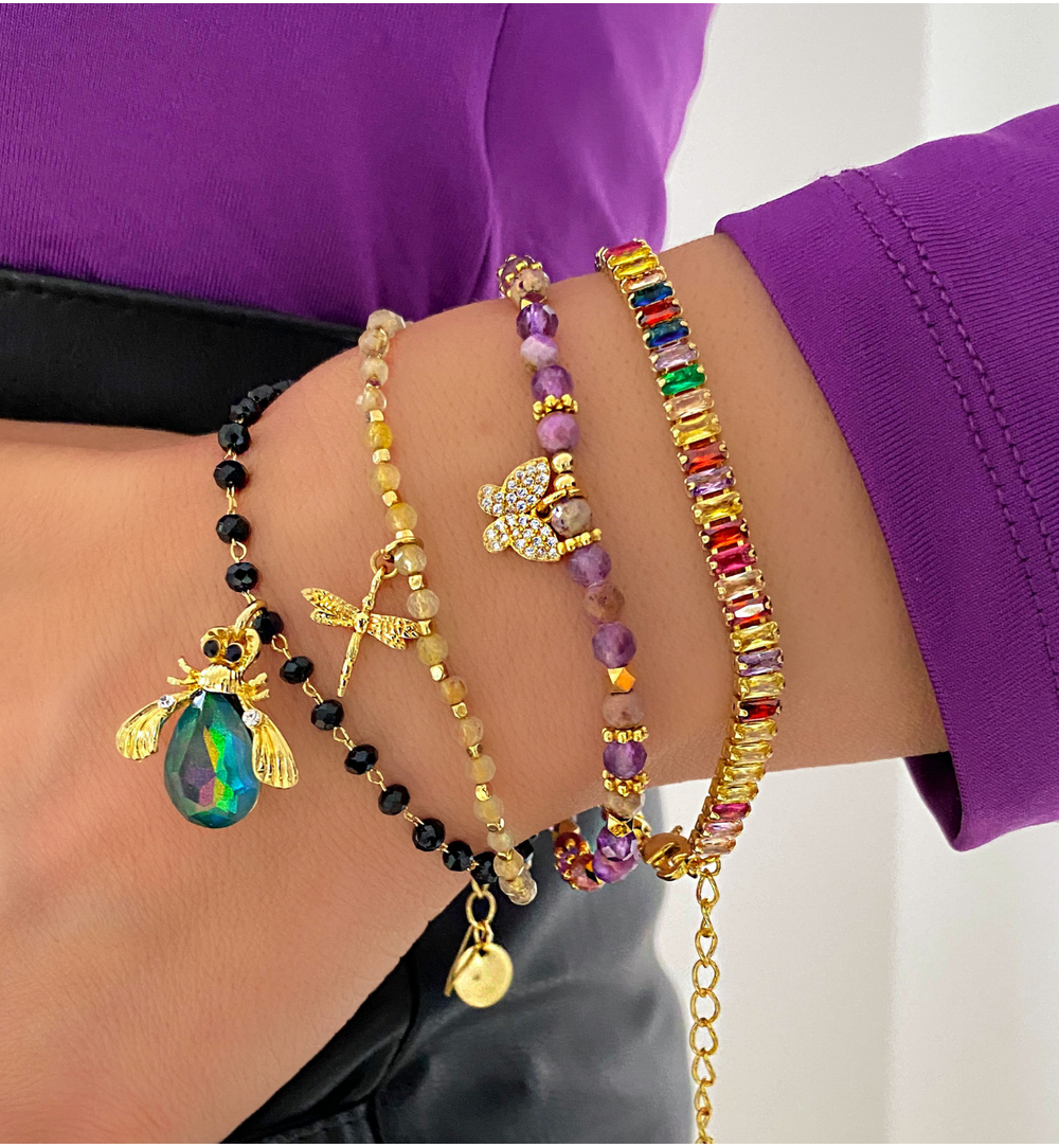 Bransoletka z ametystami i motylkiem Good Year BSC1010