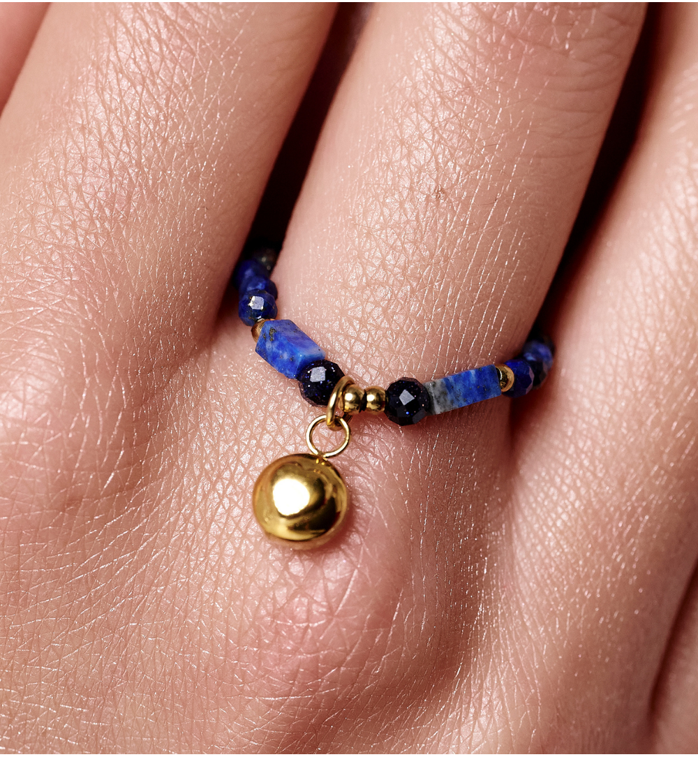 Pierścionek elastyczny z lapisami PTW0512