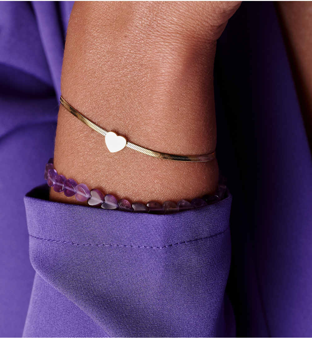 Zestaw bransoletek z sercami z ametystami ZN0139