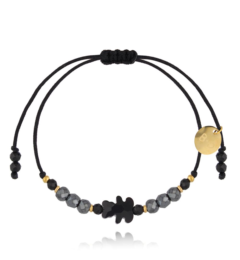 Bransoletka z czarnym misiem i hematytami Black Bear BMT0192