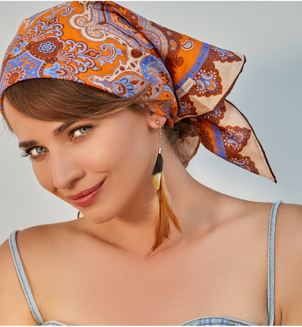Kolczyki brązowe z piórkami Boho Feathers KFF0087