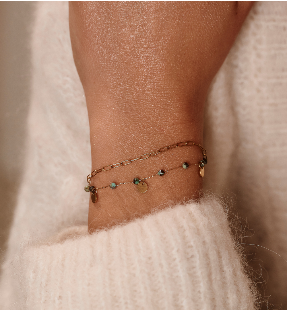 Bransoletka z turkusem afrykańskim złota BEA0042