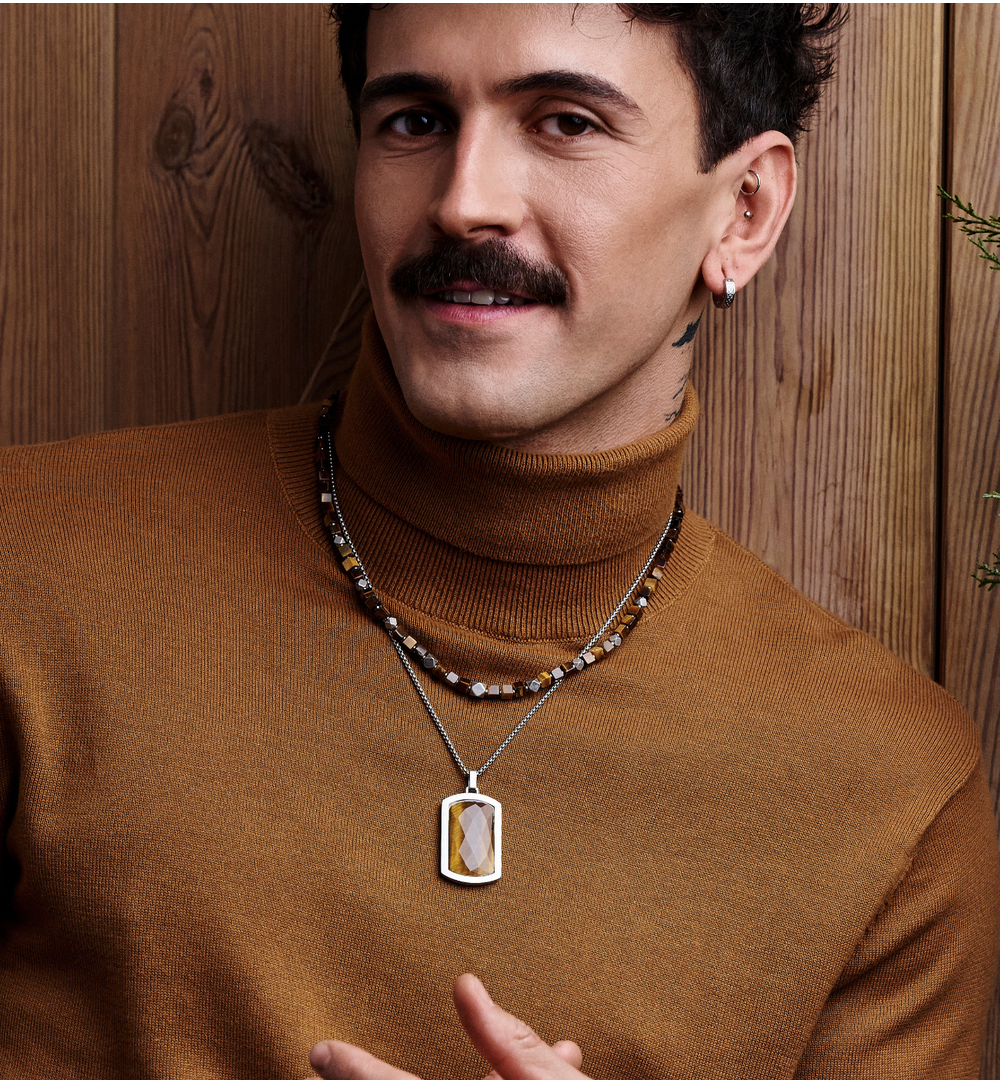 Zestaw męskich naszyjników  z tygrysim okiem ZN0074