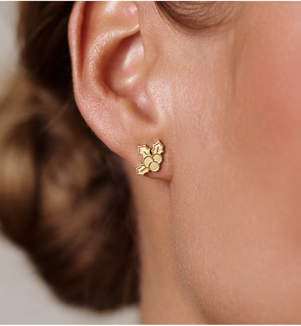 Kolczyki świąteczne listki złote KSA2283