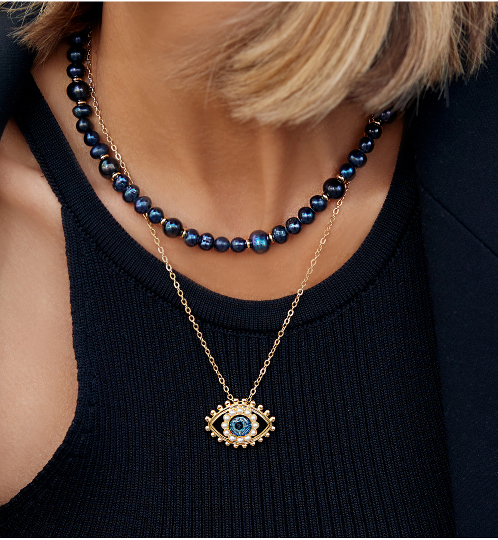 Naszyjnik z ciemnych pereł Pearls&Gold NPE0082