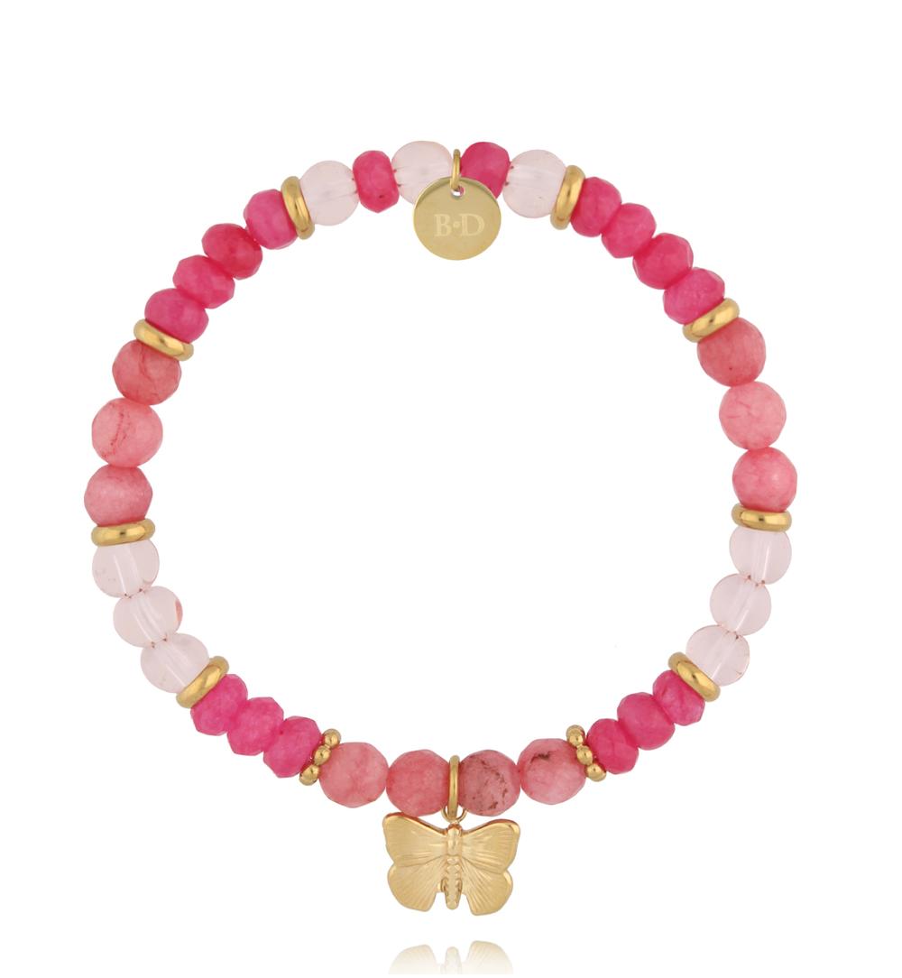 Zestaw bransoletek z naturalnych kamieni w odcieniach różu ZN0151