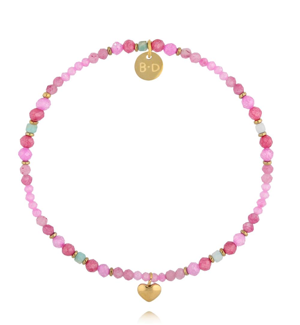 Zestaw bransoletek z naturalnych kamieni w odcieniach różu ZN0155