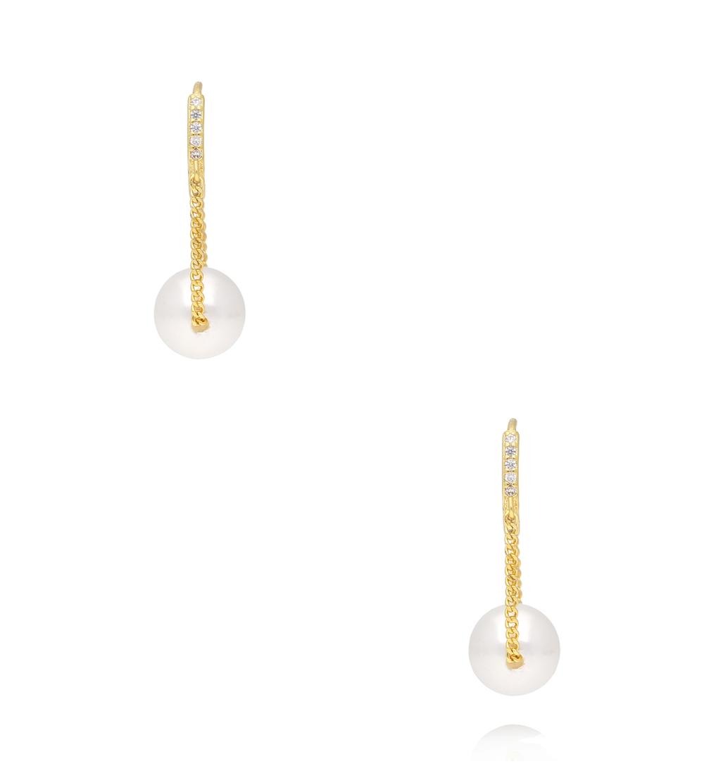 Kolczyki koła z łańcuszkiem i perłą KPE0210