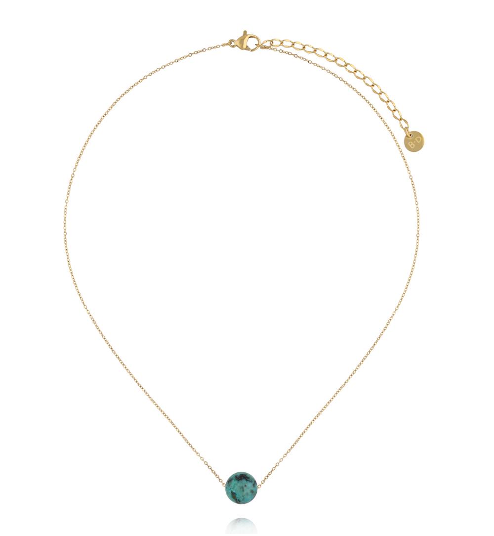 Naszyjnik z turkusem afrykańskim na delikatnym złotym łańcuszku NLB0404