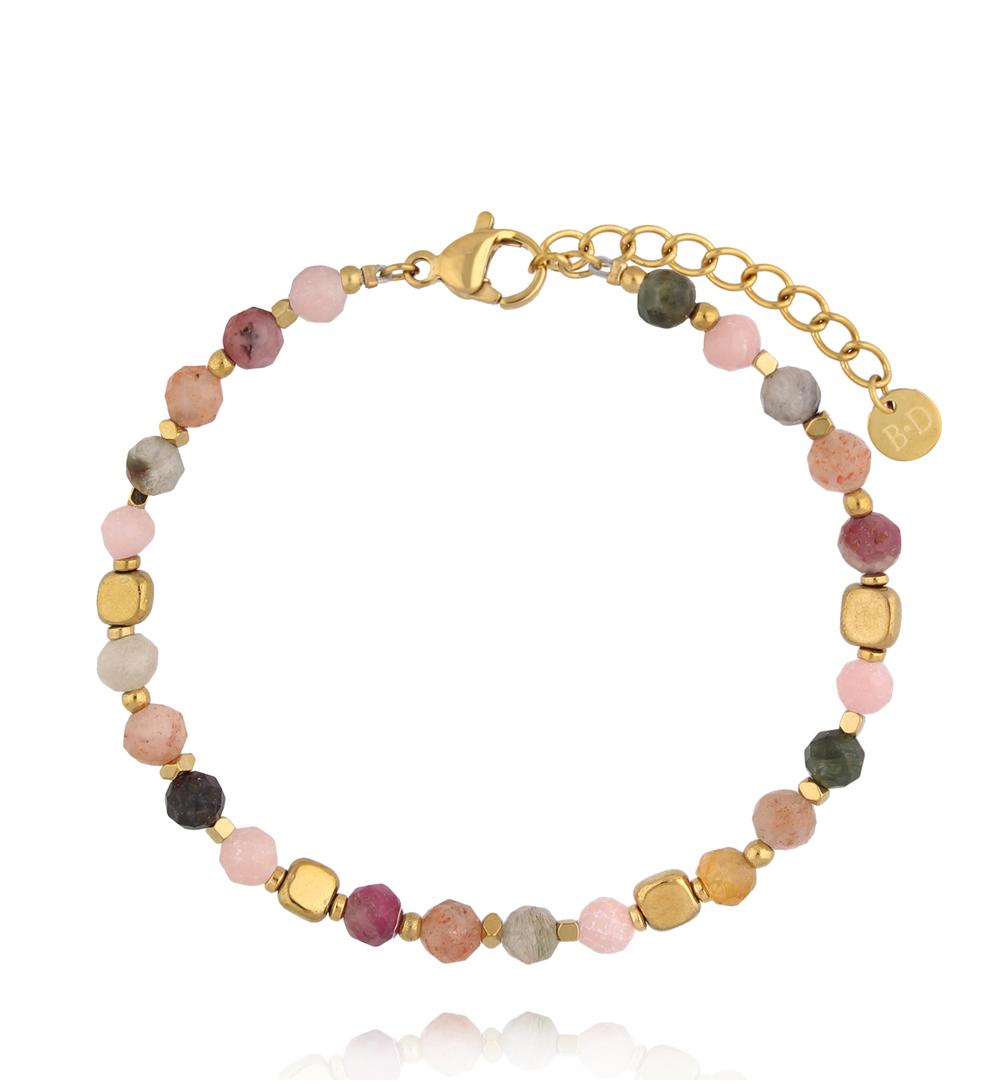 Zestaw biżuterii z kamieni naturalnych w odcieniach pudrowego różu ZN0191