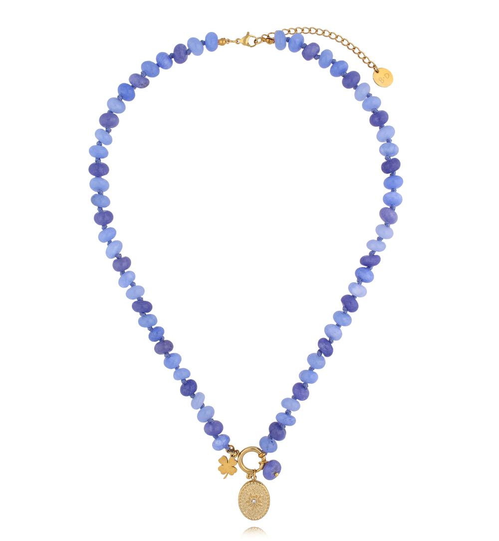 Zestaw biżuterii z niebieskich kamieni z zawieszkami ZN0200