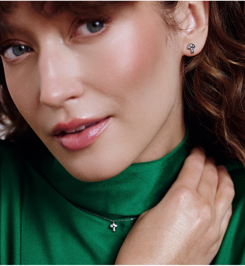 Kolczyki grzybki srebrne KSA2303