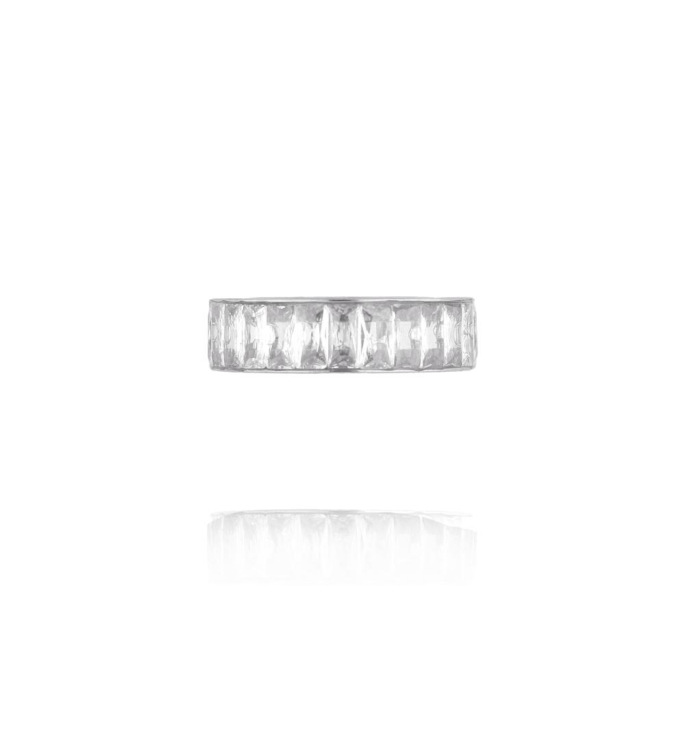 Obrączka srebrna z cyrkoniami w oprawie baguette PSY0080