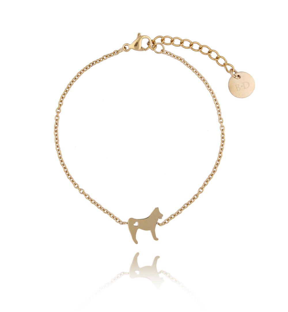 Bransoletka złota pies Rocky ze stali szlachetnej BPS0004