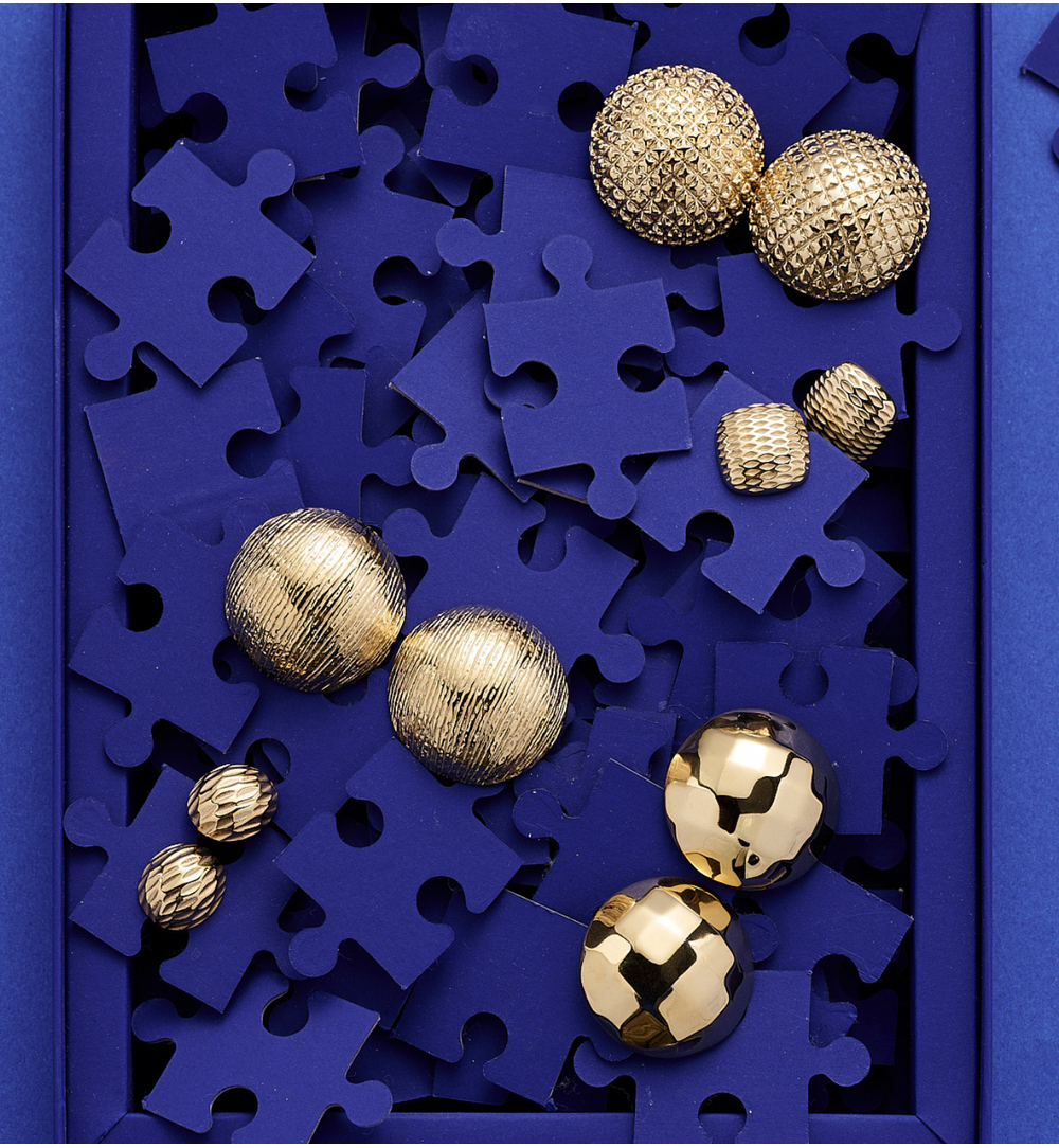 Kolczyki sztyfty kule złote młotkowane KSY0394