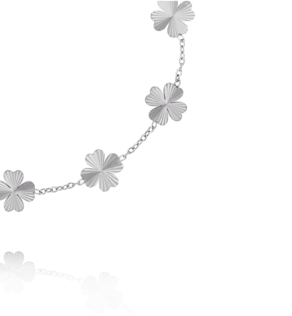 Bransoletka z motywem koniczyny srebrna BEA0070