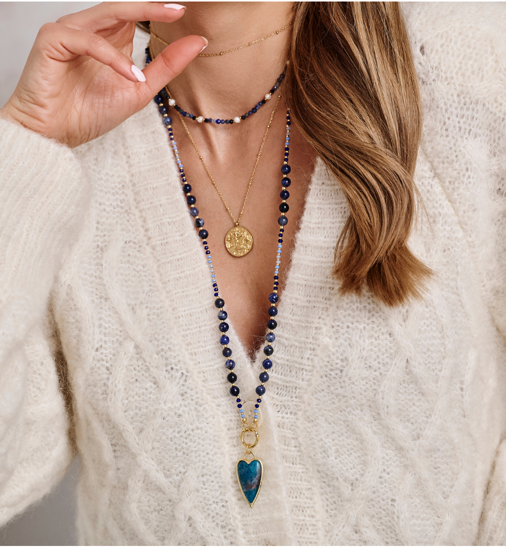 Zestaw naszyjników z kamieni naturalnych i zawieszkami ZN0078