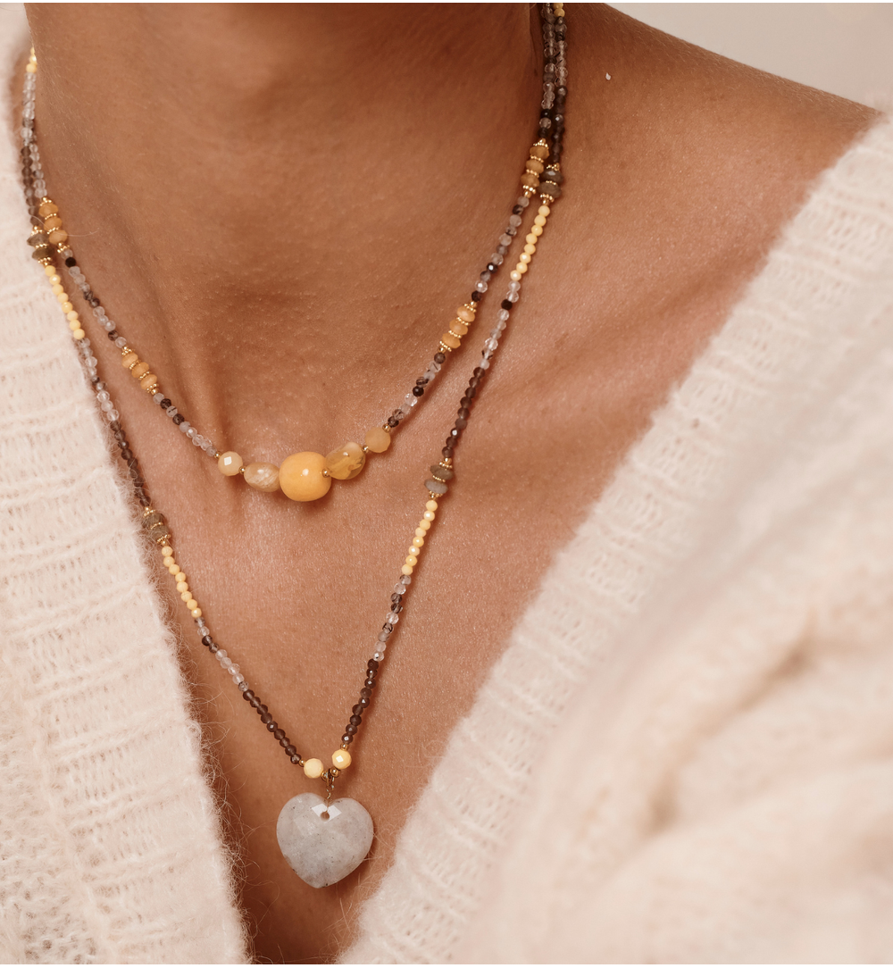 Naszyjnik z sercem z labradorytu NPA1555