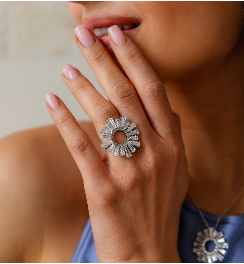 Pierścionek srebrny z kryształkami Samantha PSS0204