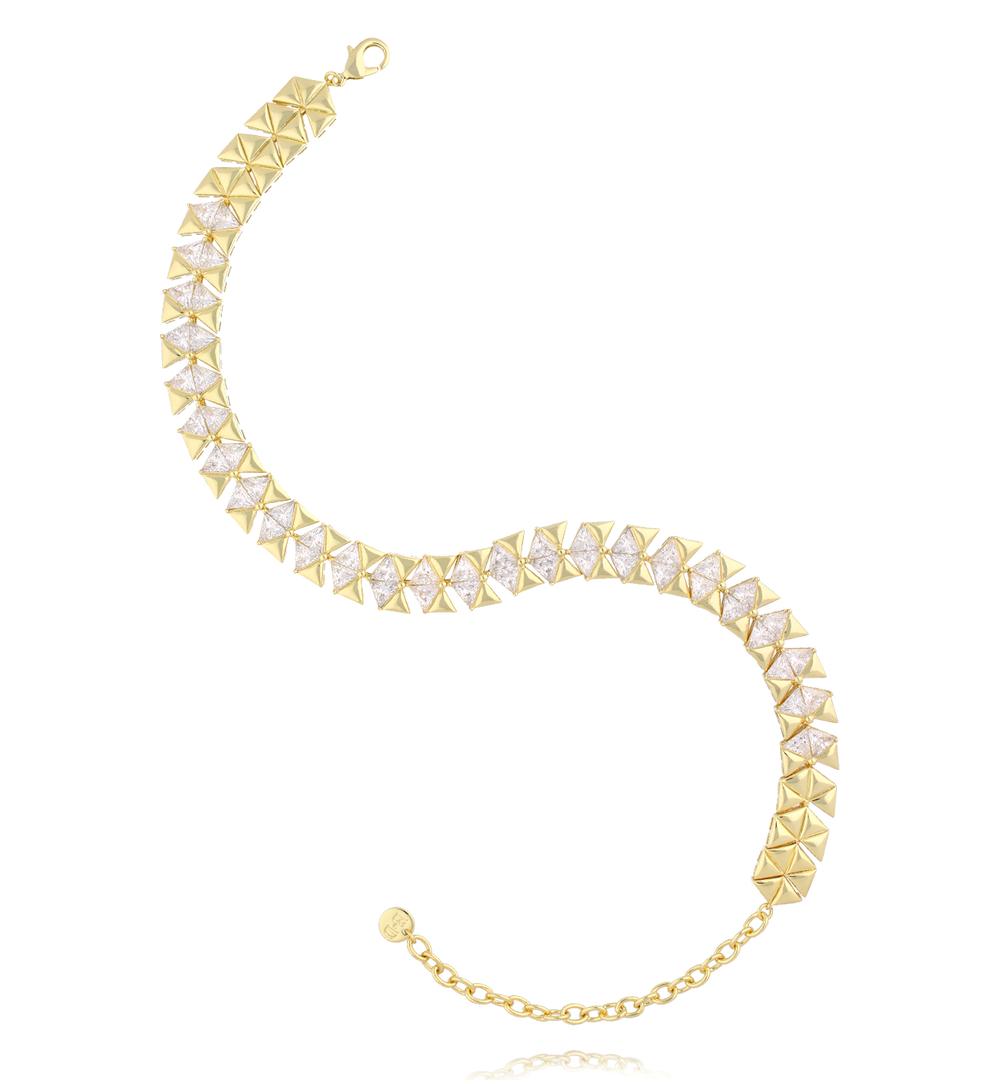 Choker złoty geometryczny z kryształkami NS0415