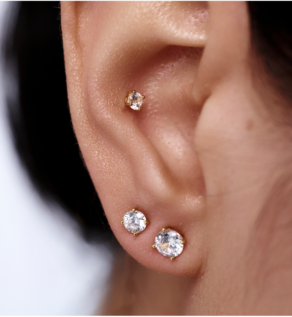 Zestaw kolczyków pozłacanych z cyrkoniami KLT0050