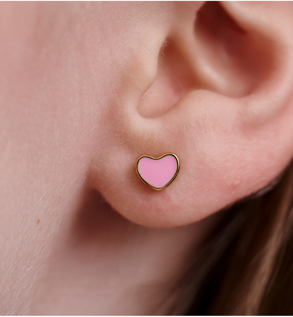 Kolczyki serduszka w odcieniu pudrowego różu KSY0477