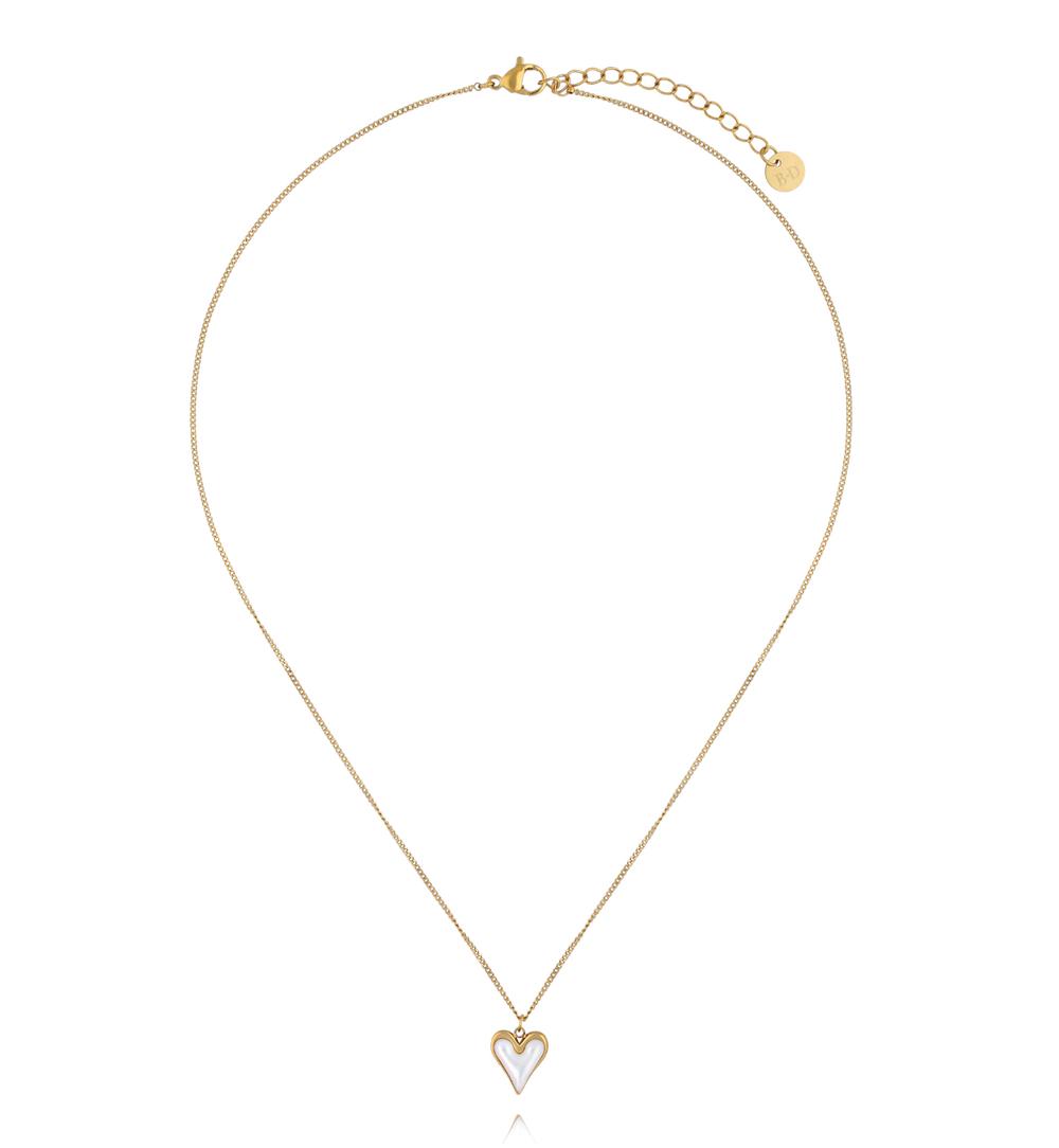 Naszyjnik z wydłużonym sercem z masy perłowej NSY0855