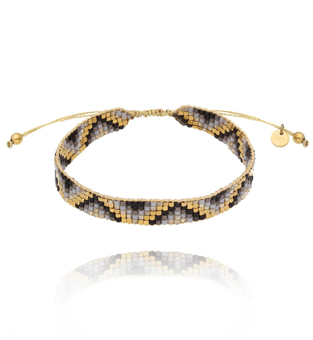 Bransoletka szaro złota z koralikami Miyuki Tomoko BSC1843