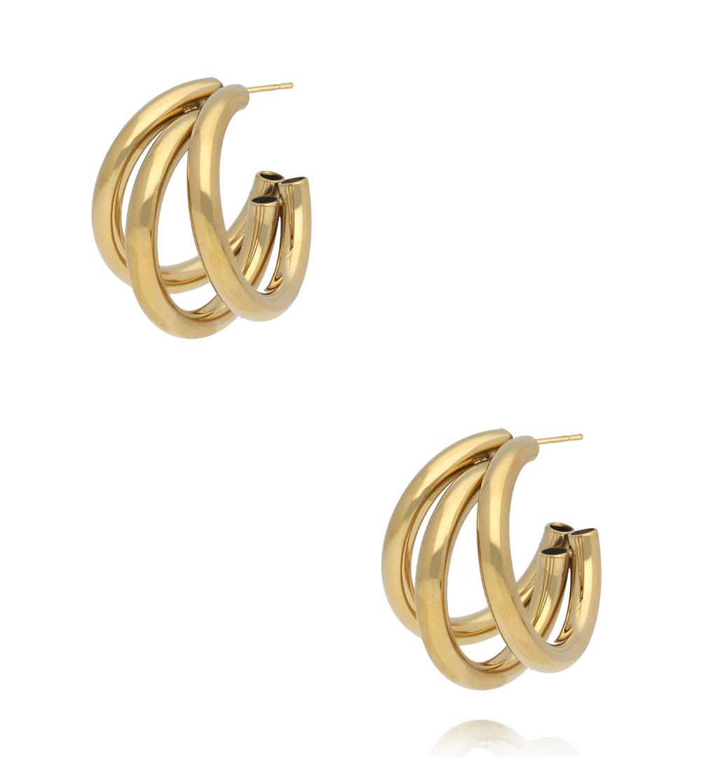 Kolczyki koła potrójne złote KSY0608