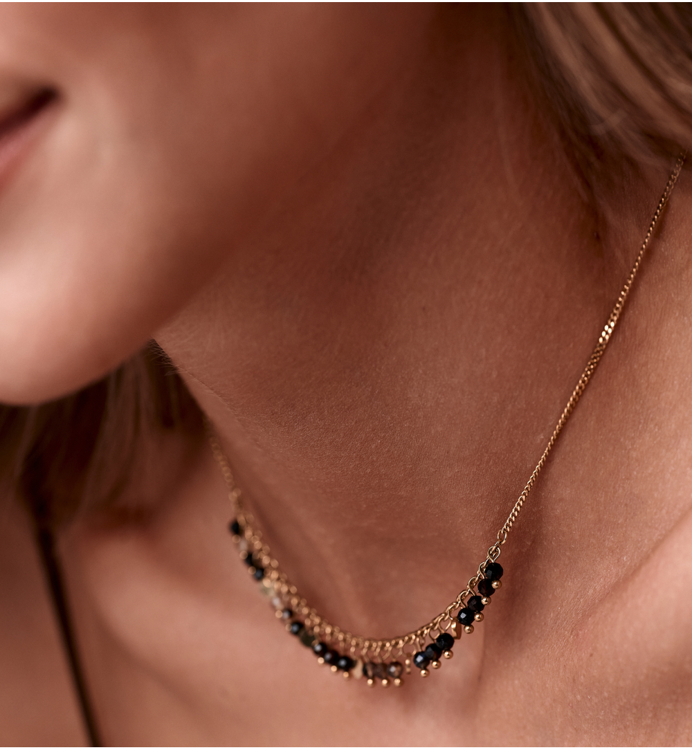 Naszyjnik z czarnymi agatami Paradise Jewels NPA1250