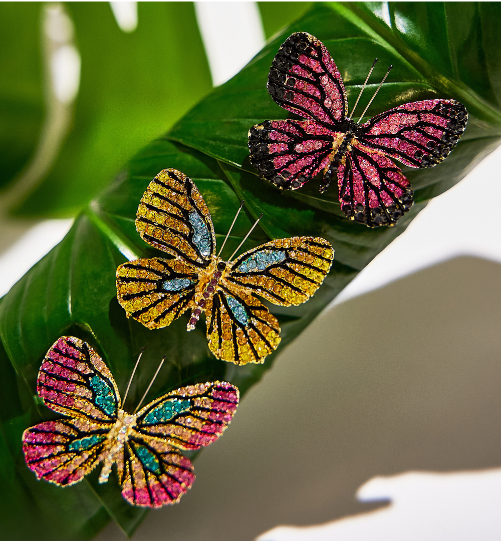 Broszka z kolorowym motylem Papillon BRPI0009